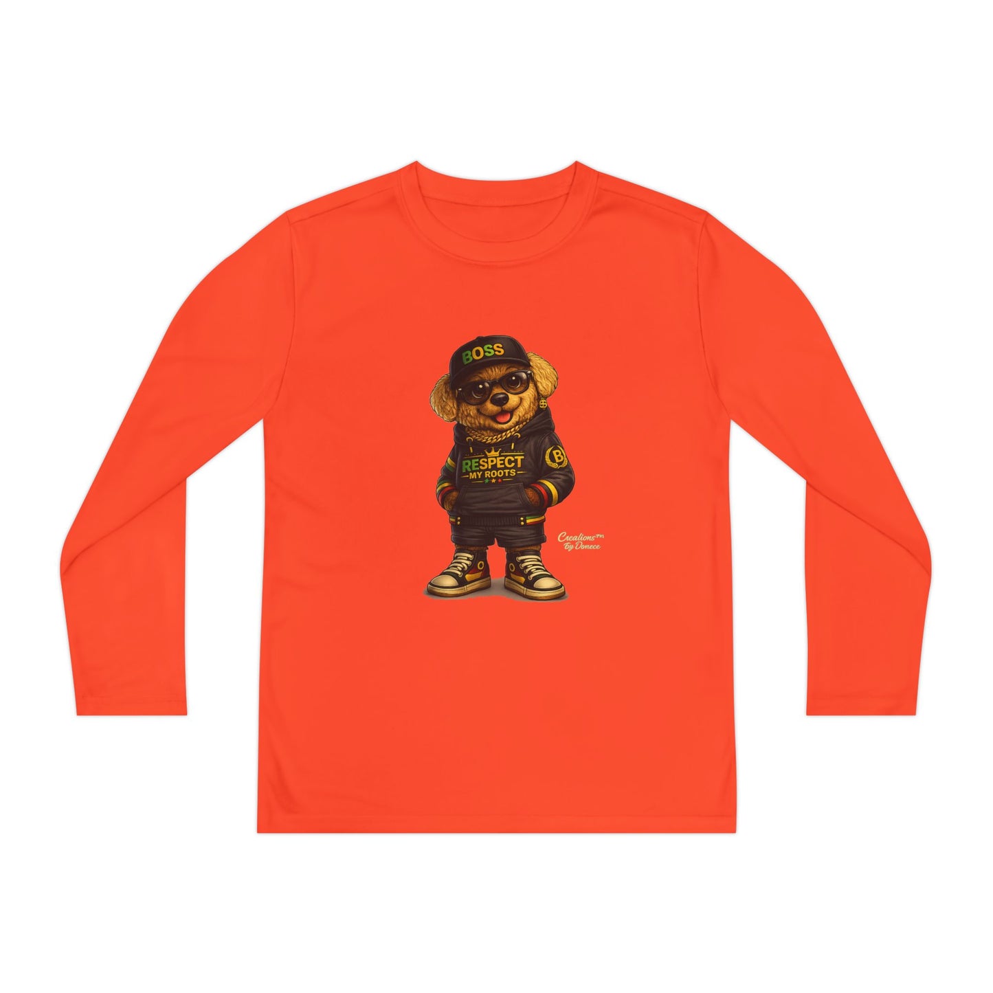 Youth Long Sleeve Tee — Streetwear Bear Graphic, 'Respect' Hip-Hop Kids Shirt