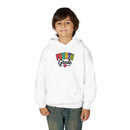 Fourth Grade Hoodie — Colorful Kids School Sweatshirt (“Fourth Grade” with Heart)