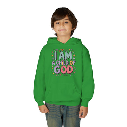 Youth Hoodie — "I Am a Child of God" Inspirational Kids Hooded Sweatshirt