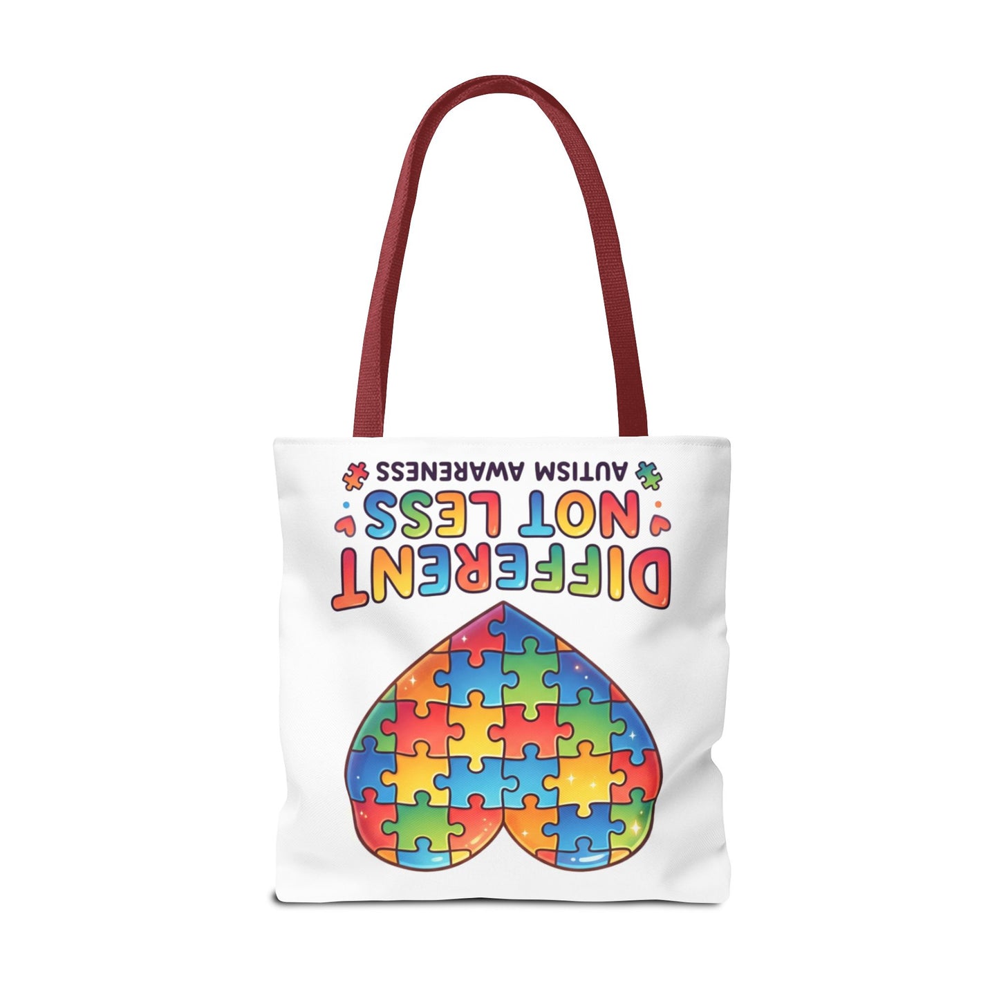Autism Awareness Tote Bag — "Different Not Less" Puzzle Heart