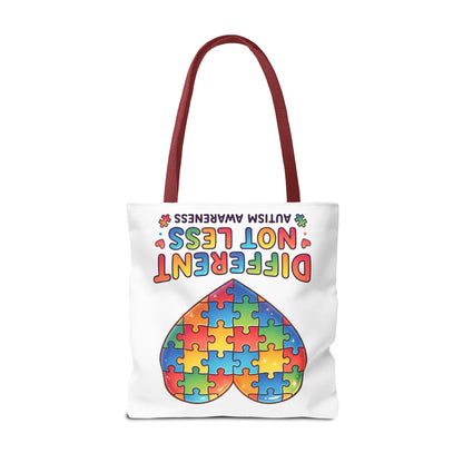 Autism Awareness Tote Bag — "Different Not Less" Puzzle Heart
