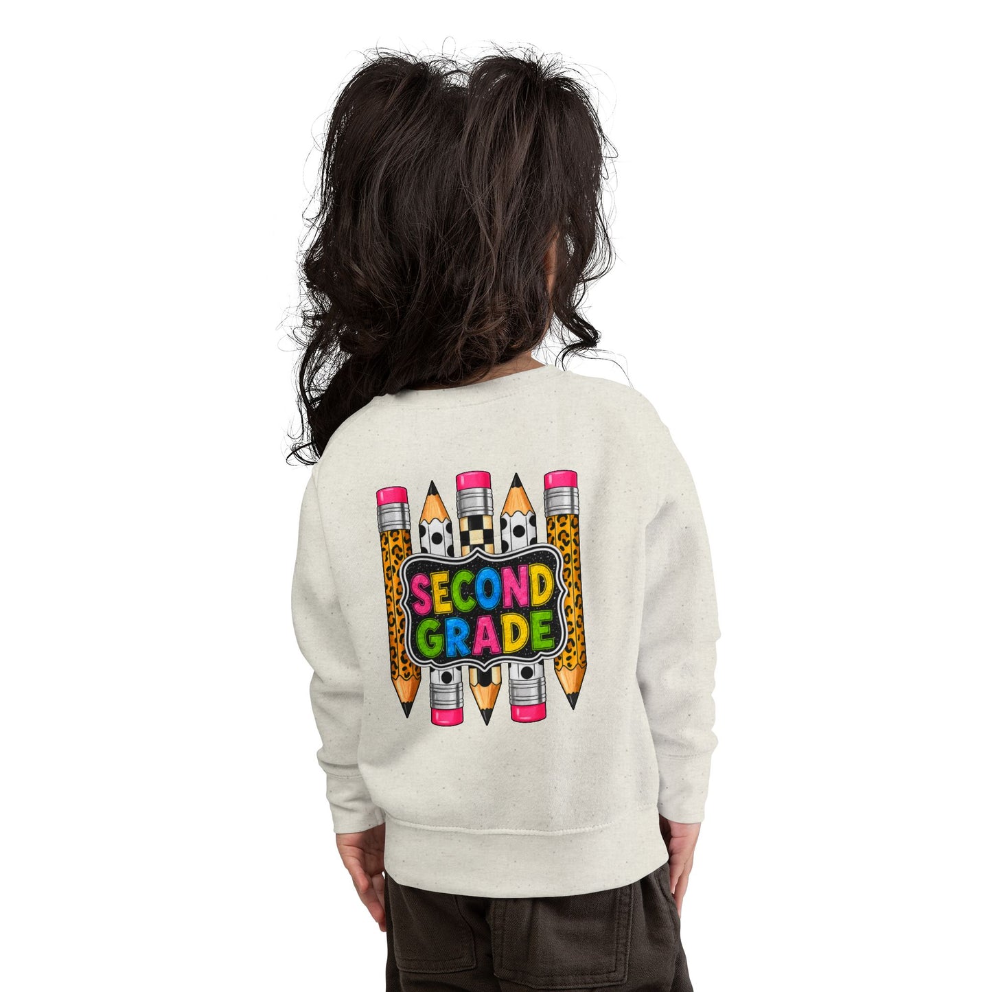 Second Grade Toddler Sweatshirt — Colorful Pencils Back-to-School Crewneck