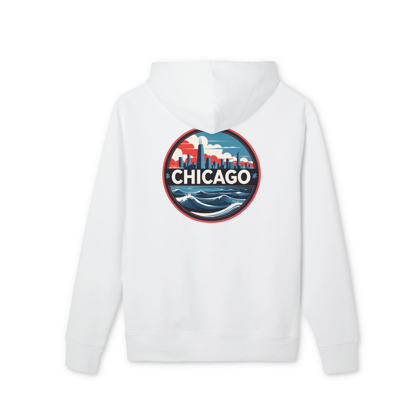 Chicago Skyline Hoodie — Retro Cityscape Wave Graphic