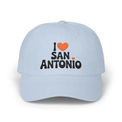 I  San Antonio Embroidered Dad Cap — White Classic Baseball Hat