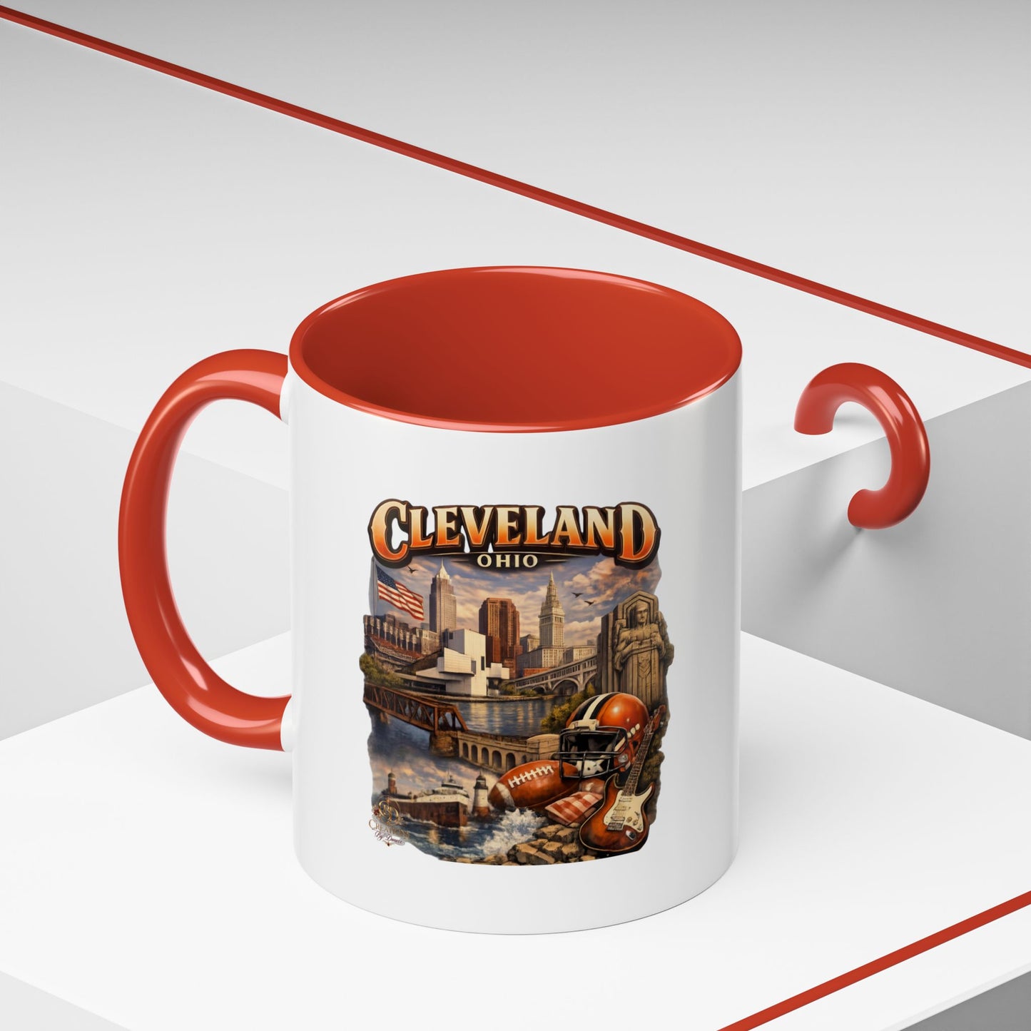 Cleveland Ohio Vintage Football Accent Coffee Mug (11/15oz)