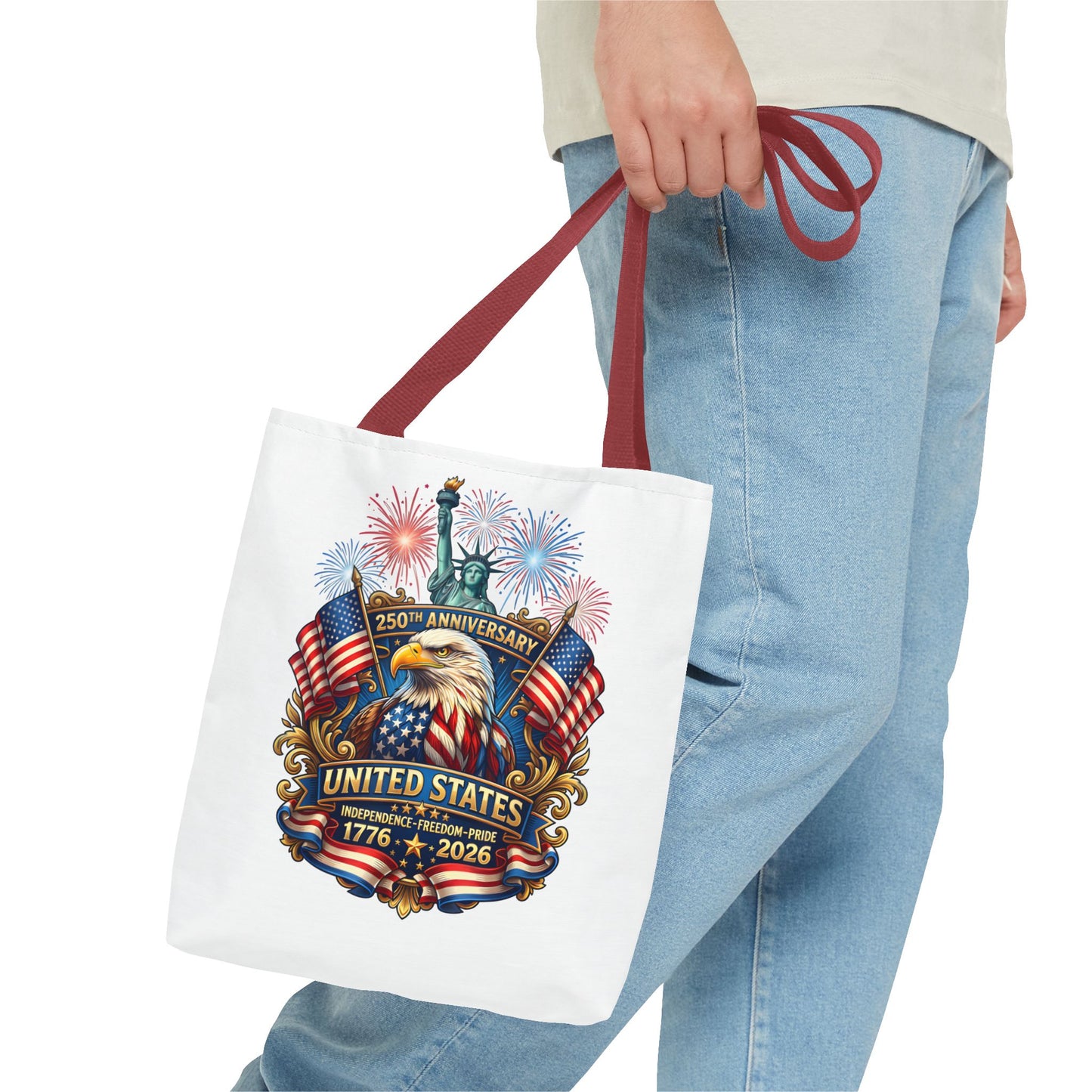 United States 250th Anniversary Tote Bag — Patriotic Eagle & Fireworks 1776–2026