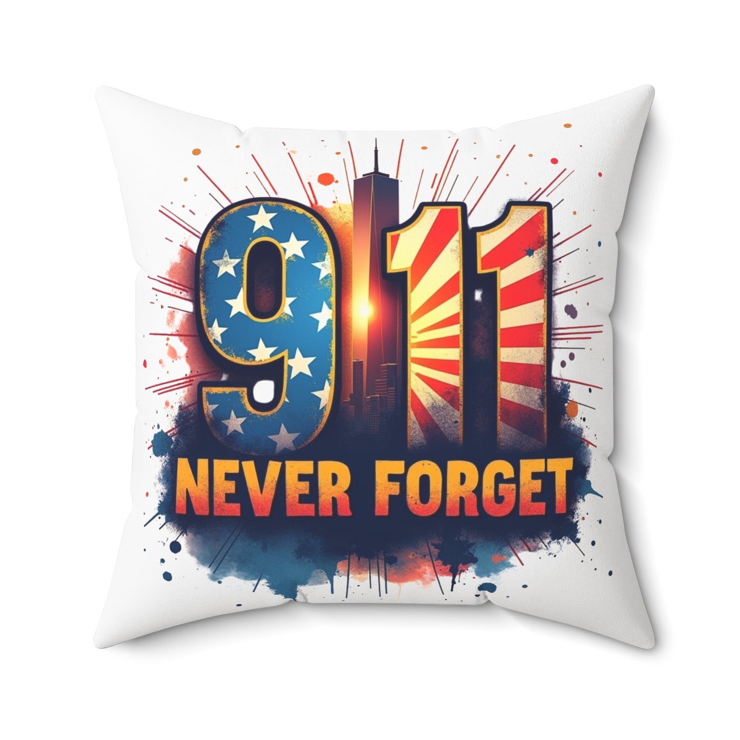 9/11 Never Forget Throw Pillow – Memorial American Flag Tribute