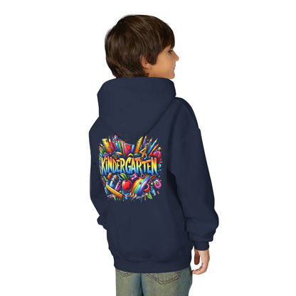 Kindergarten Kids Hoodie — Colorful School Supplies Back-to-School Sweatshirt