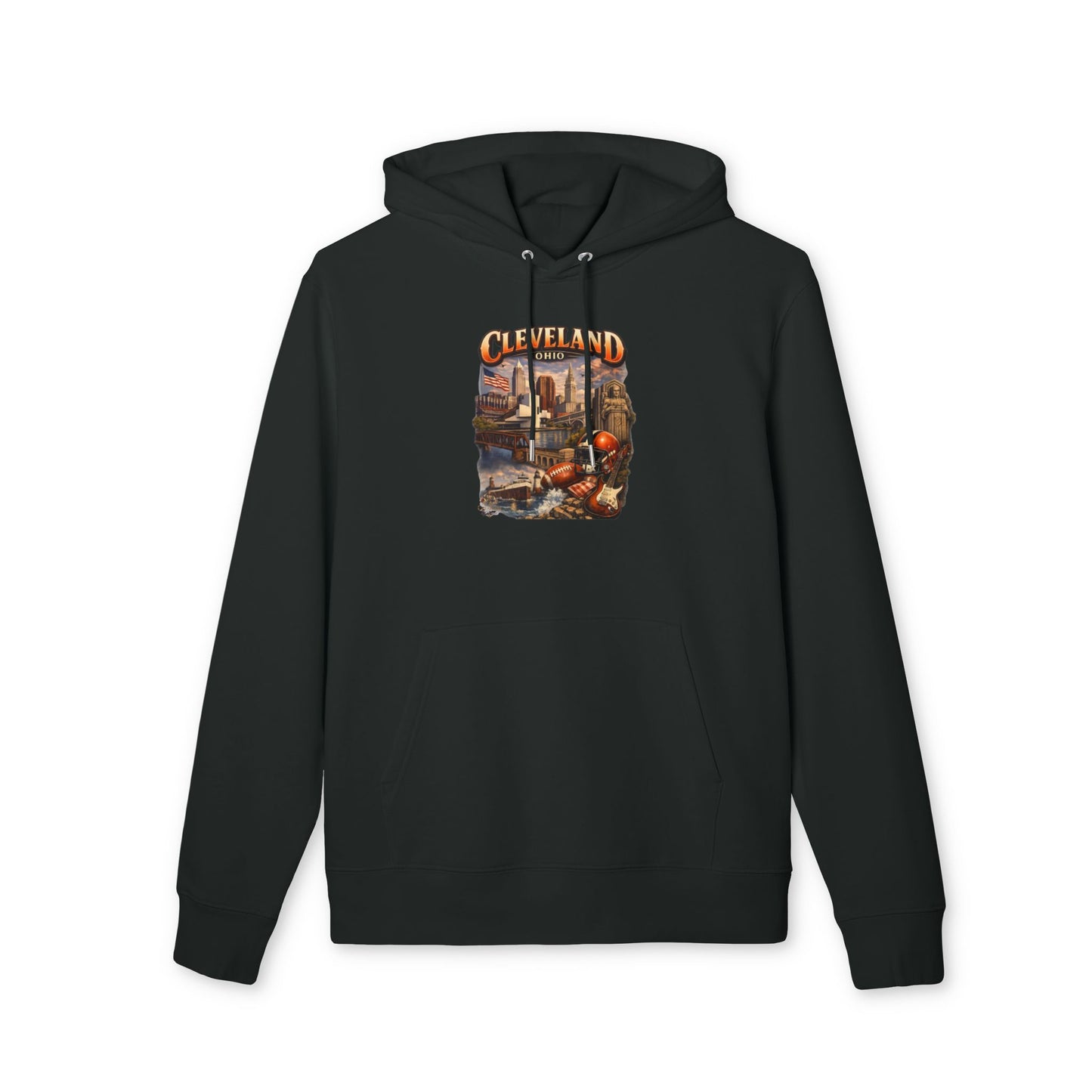 Cleveland Vintage Cityscape Hoodie — Retro Ohio Landmark Pullover