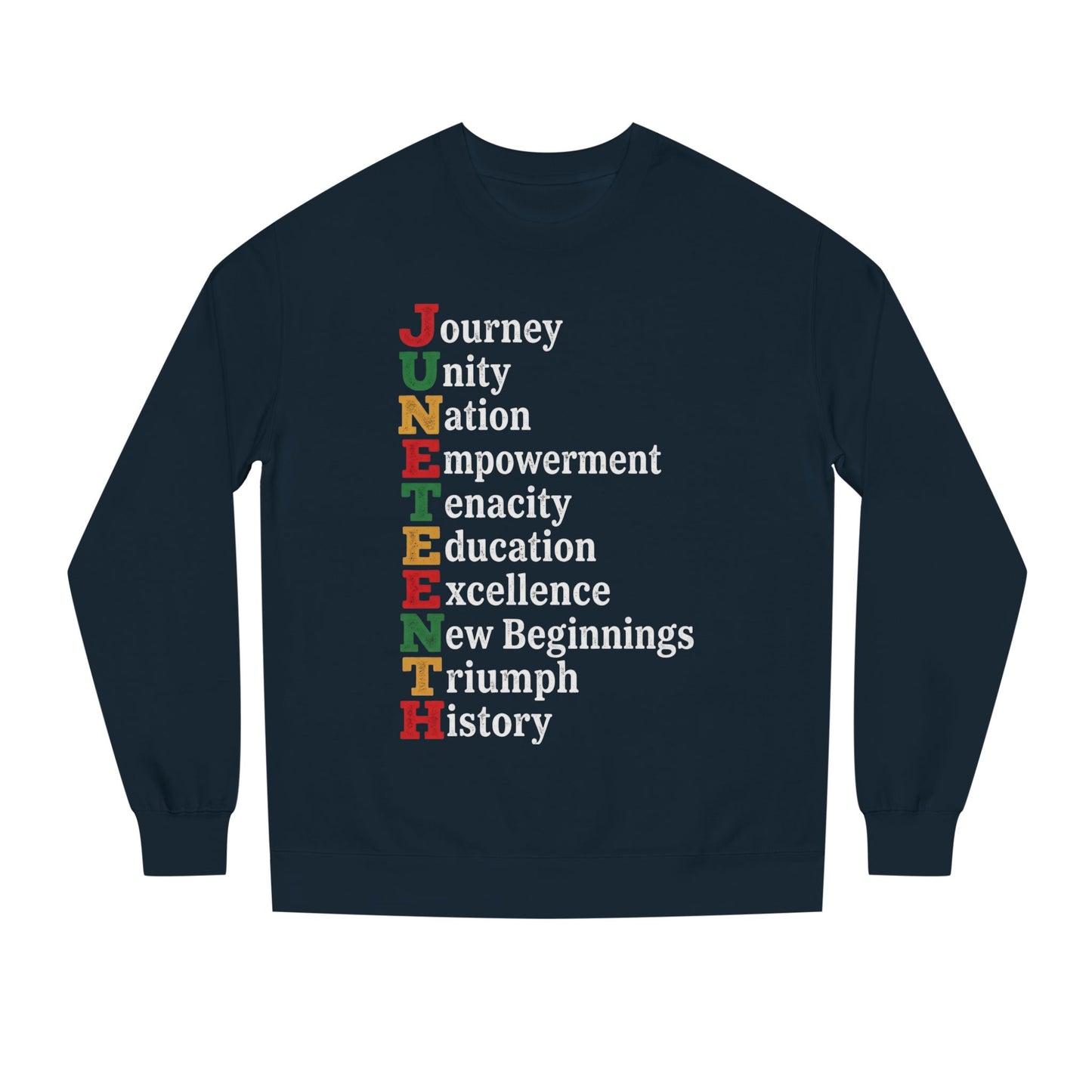 Juneteenth Crewneck Sweatshirt — "JUNETEENTH" Acrostic: Journey, Unity, Nation, Empowerment