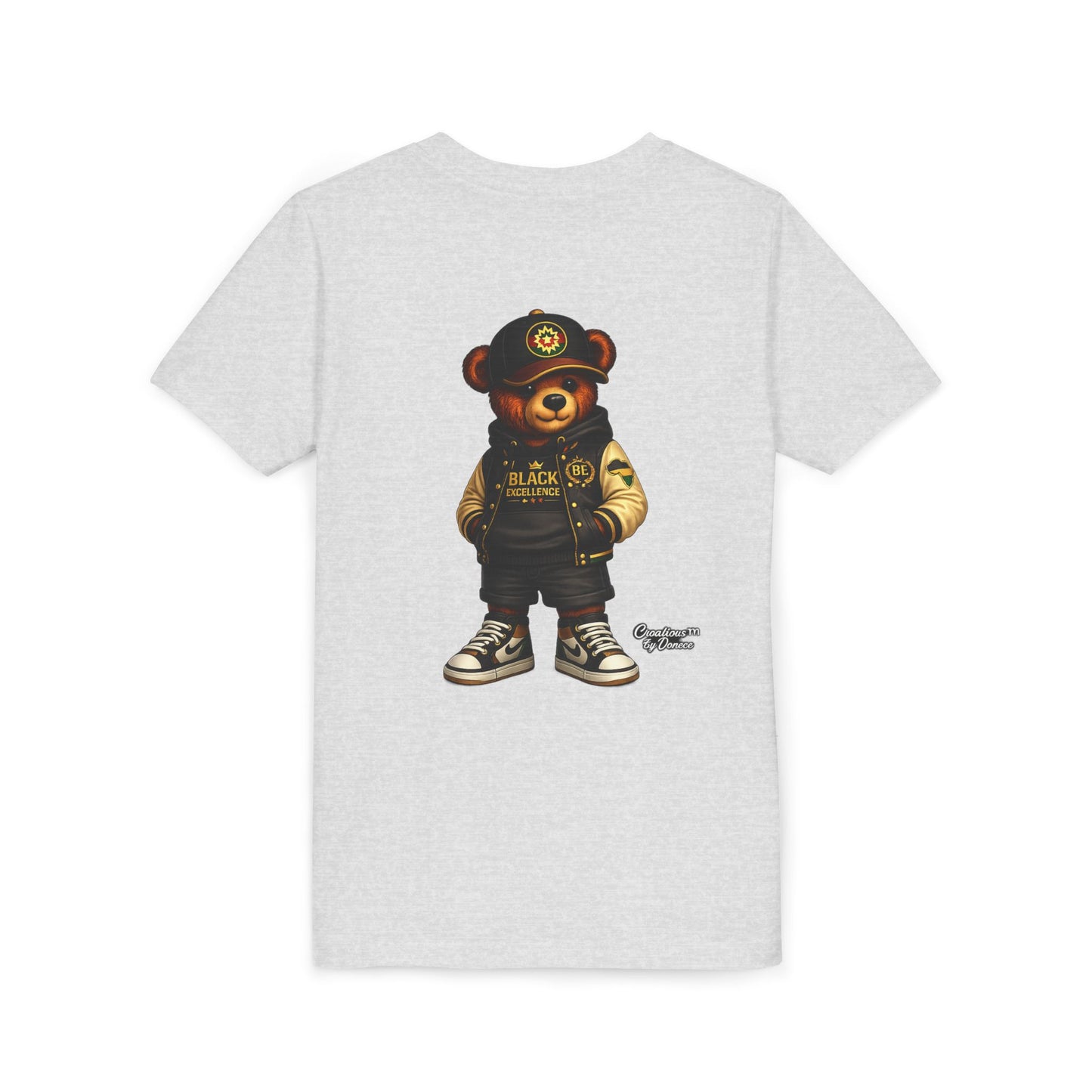 Youth Tee — Streetwear Teddy Bear Graphic (Black Varsity)