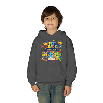First Grade Hoodie - "First Grade Ready To Rule" Kids Back-to-School Sweatshirt