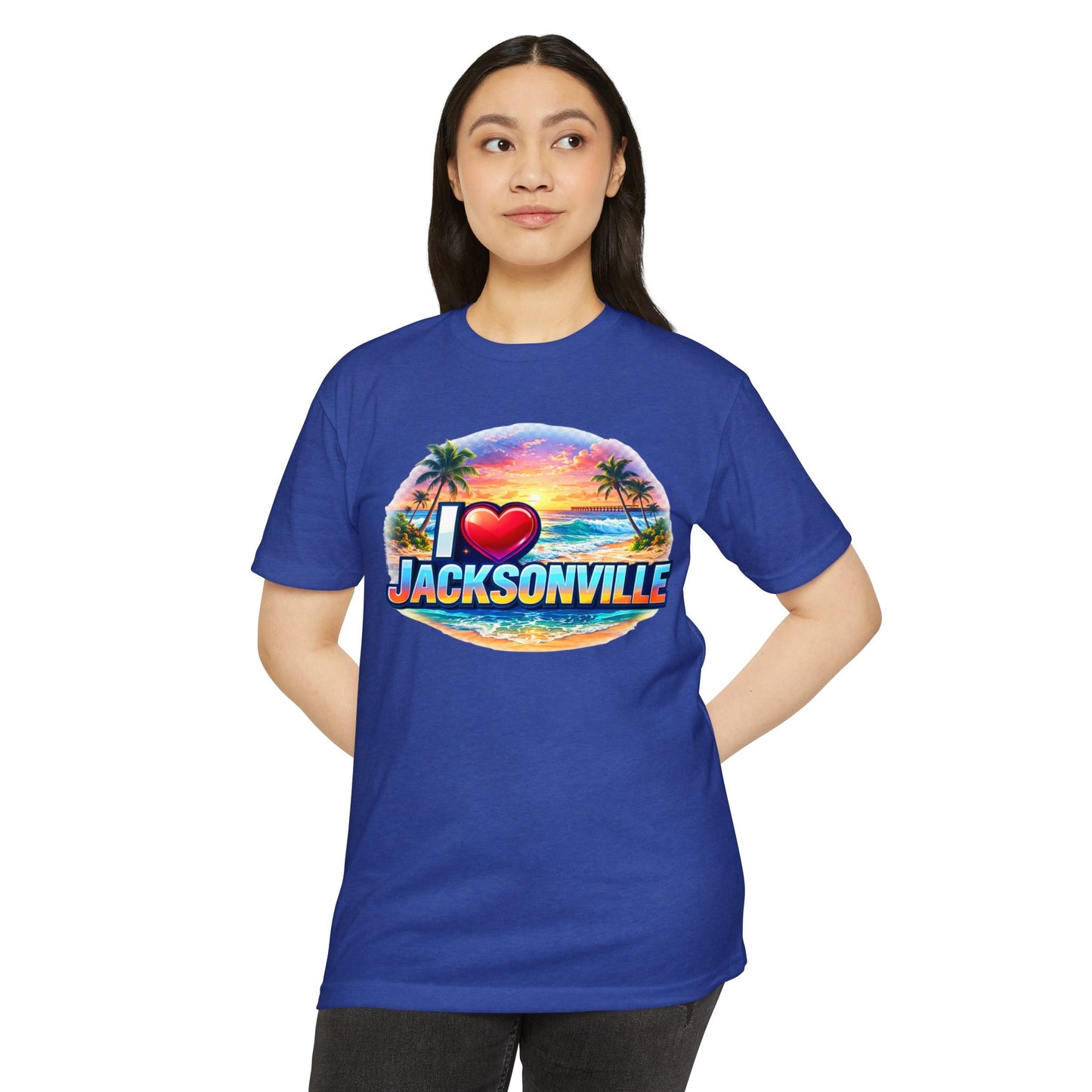 I  Jacksonville Beach T-Shirt — Retro Sunset Palm Vacation Tee
