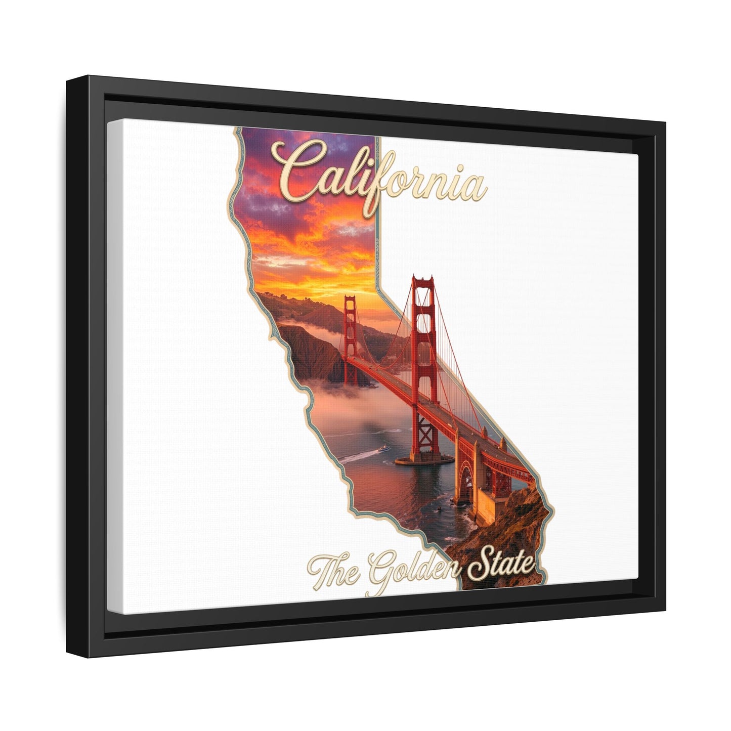 California Golden Gate Map Matte Canvas Print (Framed)
