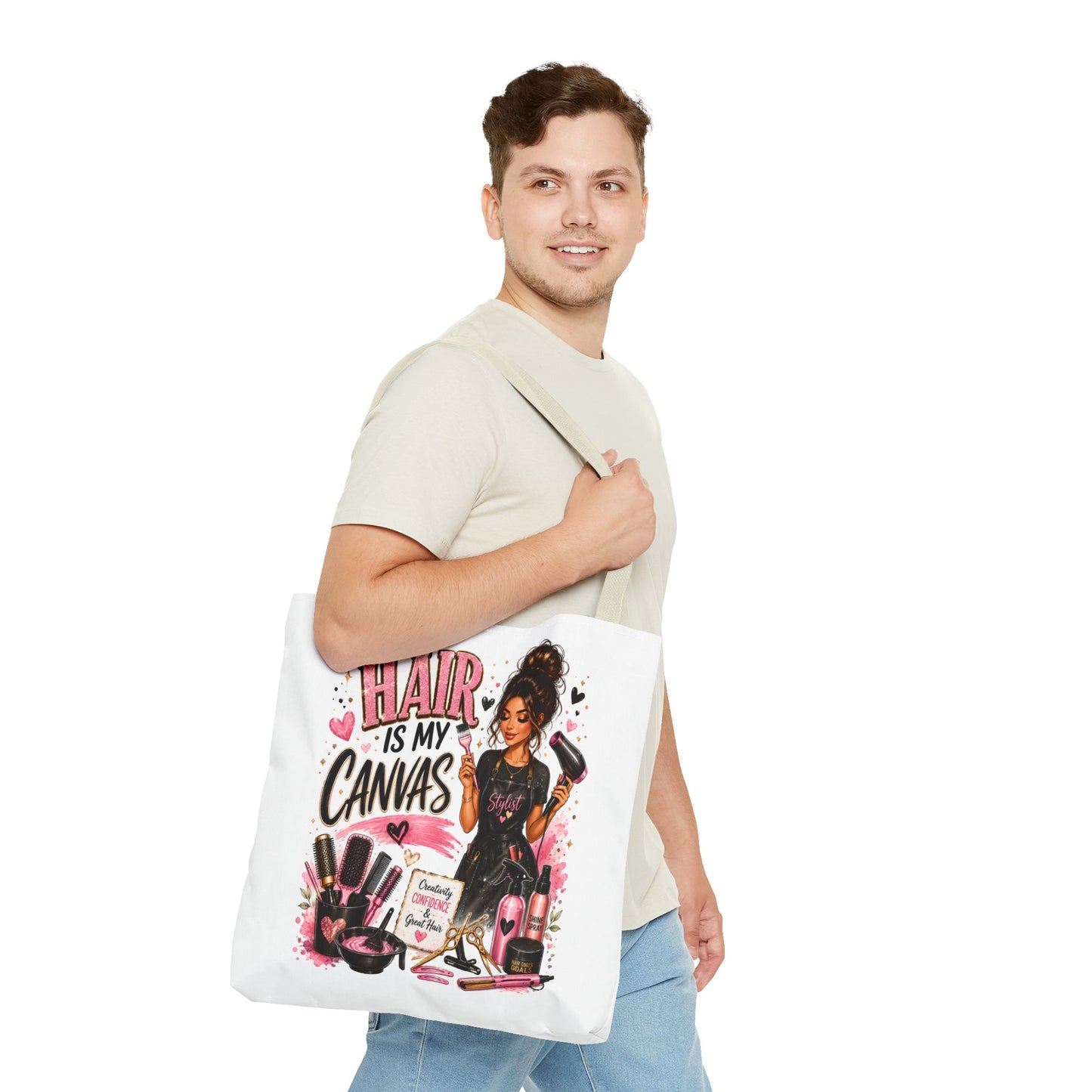 Hair Is My Canvas Tote Bag — Stylist Makeup Artist Cosmetic Accessories Tote