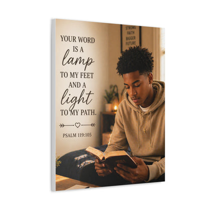 Stretched Canvas - "Your Word Is A Lamp" Psalm 119:105 Christian Wall Art