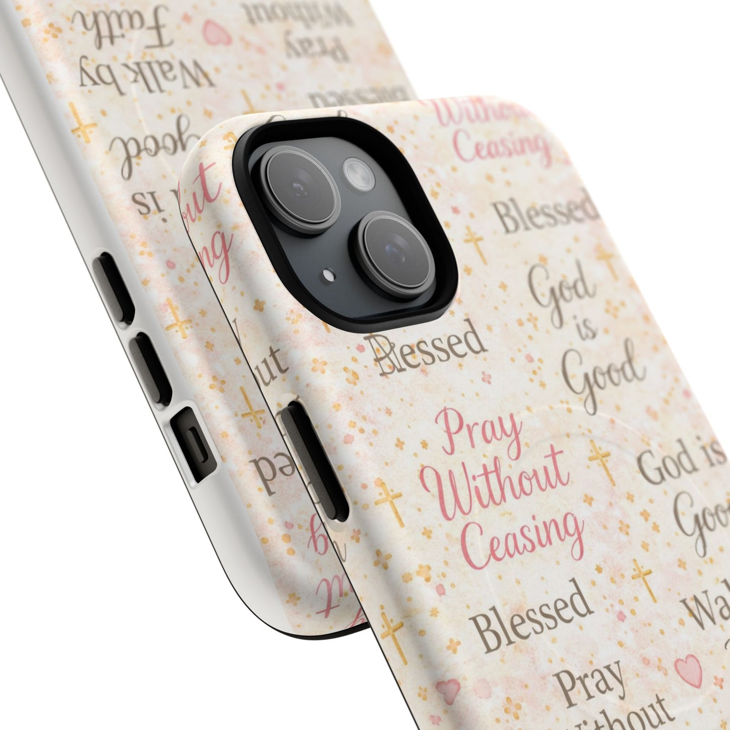Christian Faith Magnetic Phone Case — "Pray Without Ceasing" Patterned Tough Case