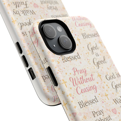 Christian Faith Magnetic Phone Case — "Pray Without Ceasing" Patterned Tough Case