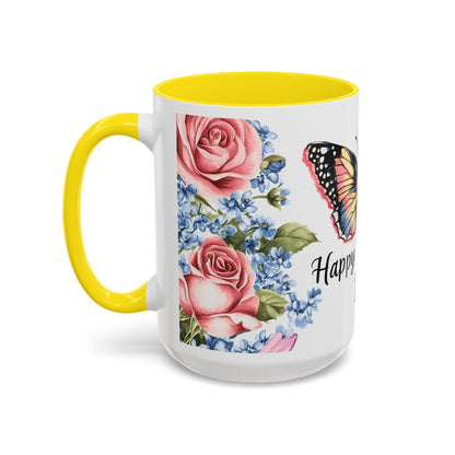 Mother's Day Butterfly Floral Accent Coffee Mug – "Happy Mother's Day"