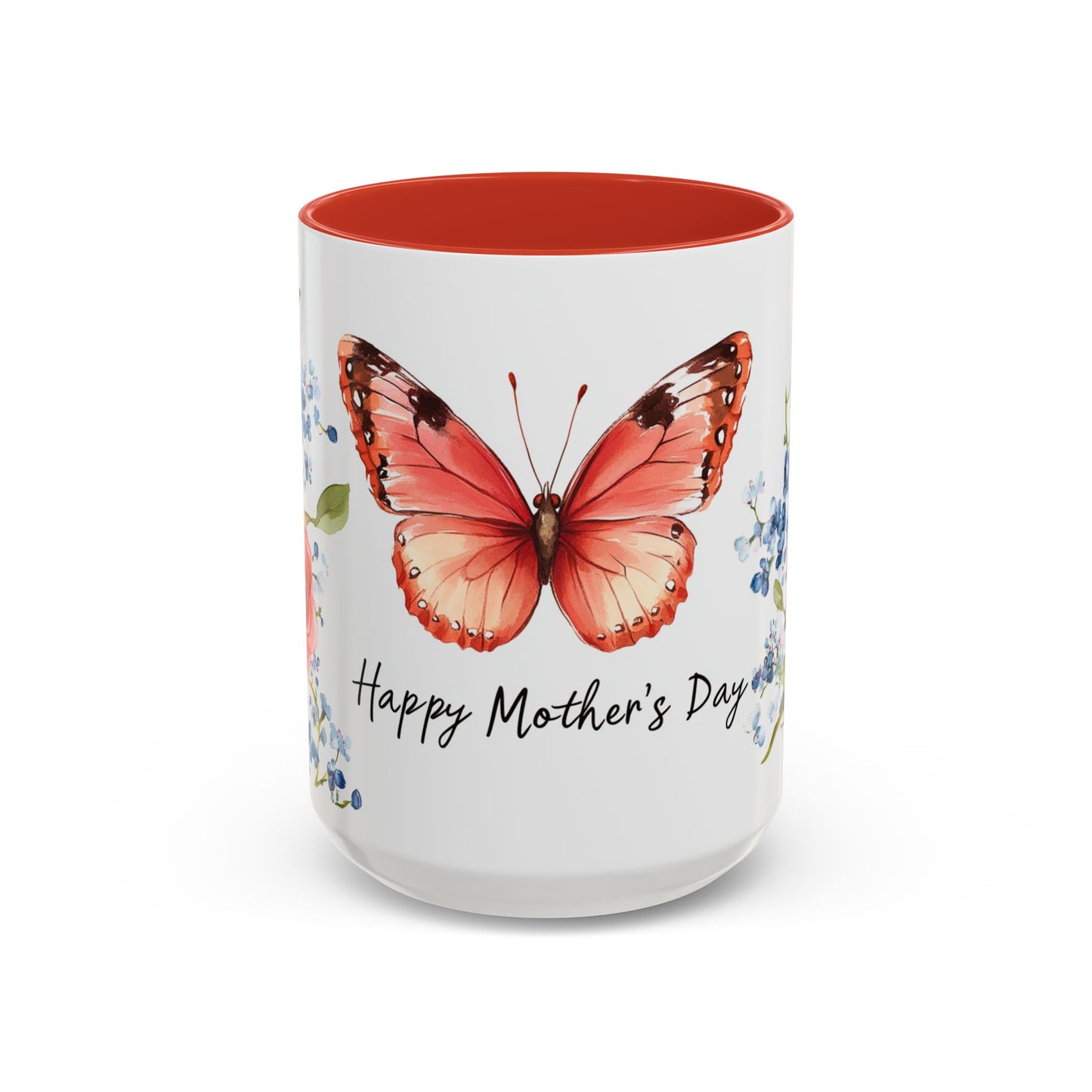 Mother's Day Butterfly Floral Coffee Mug – "Happy Mother's Day" Accent Mug
