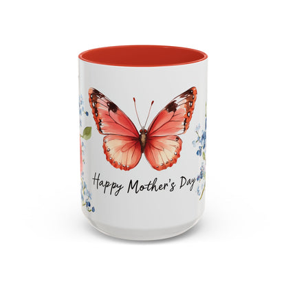 Mother's Day Butterfly Floral Coffee Mug – "Happy Mother's Day" Accent Mug