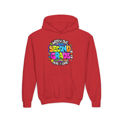 Second Grade Kids' Hoodie - "Watch Out Second Grade Here I Come" Back-to-School Sweatshirt