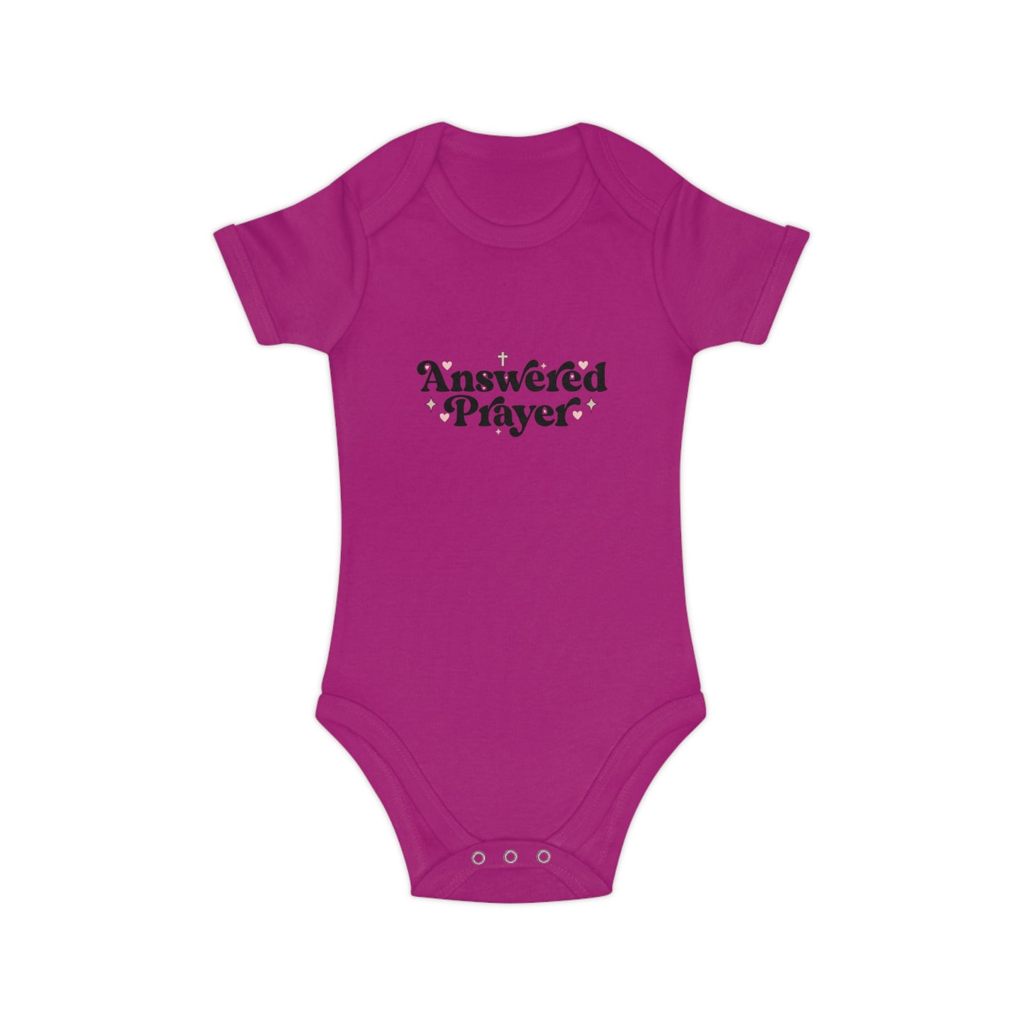Baby Bodysuit "Answered Prayer" — Religious Newborn Onesie, Christian Gift for Baptism & Baby Shower