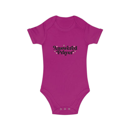 Baby Bodysuit "Answered Prayer" — Religious Newborn Onesie, Christian Gift for Baptism & Baby Shower
