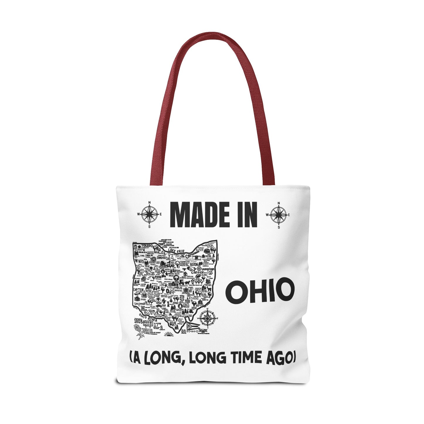 Made in Ohio Tote Bag — Vintage Map Design "A Long, Long Time Ago"