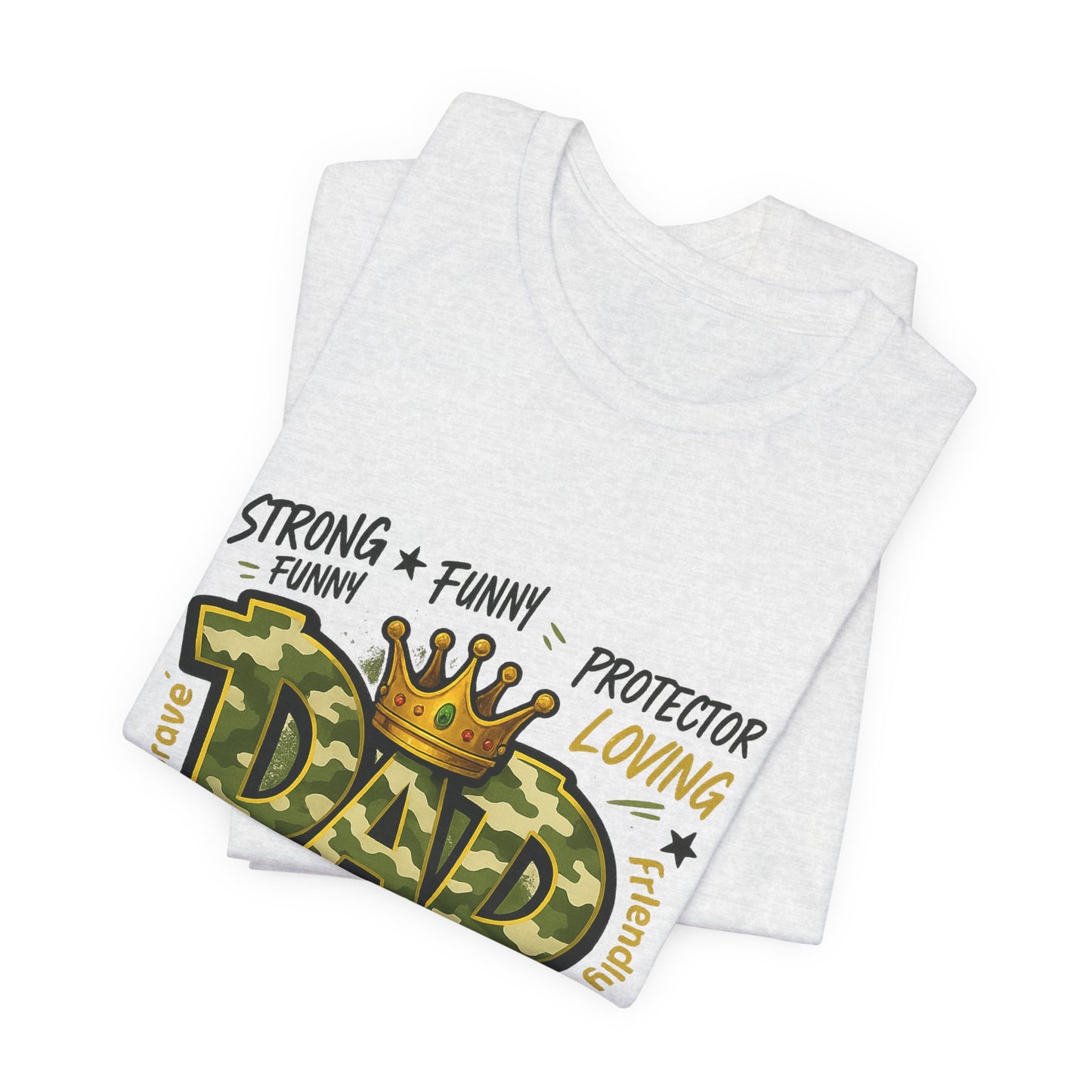 Dad Camo Crown T-Shirt — 'DAD' Graphic with 'Man of God, Hardworking' Father's Day Tee
