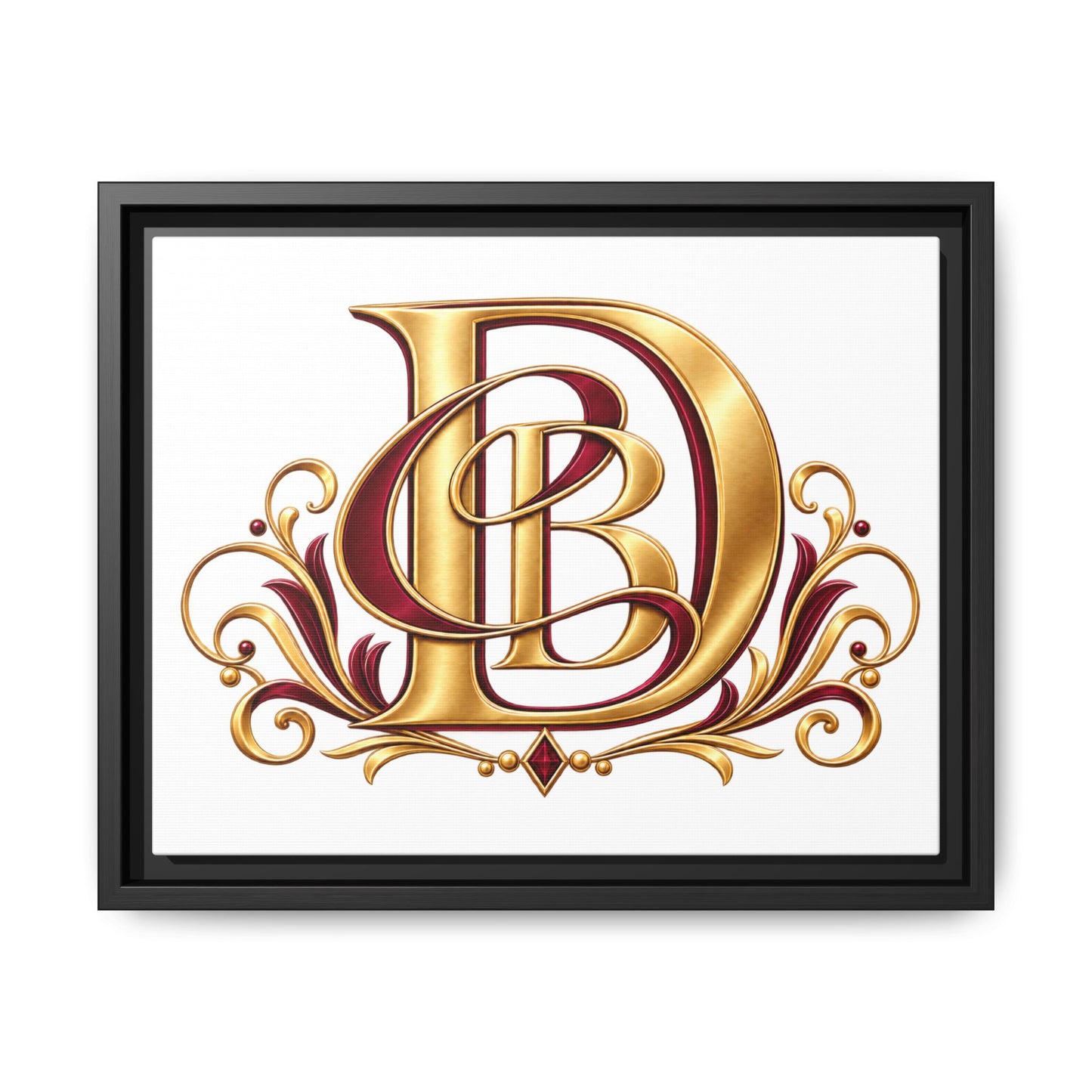 Monogram Letter D Canvas Print — Framed Matte Wall Art