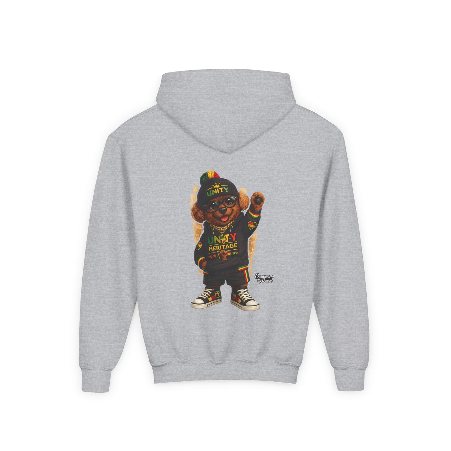 Youth Hoodie — Cool Rasta Bear Graphic Kids Sweatshirt