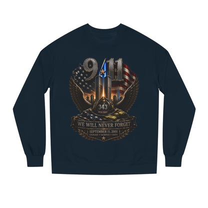 9/11 We Will Never Forget Crewneck Sweatshirt – Memorial Tribute