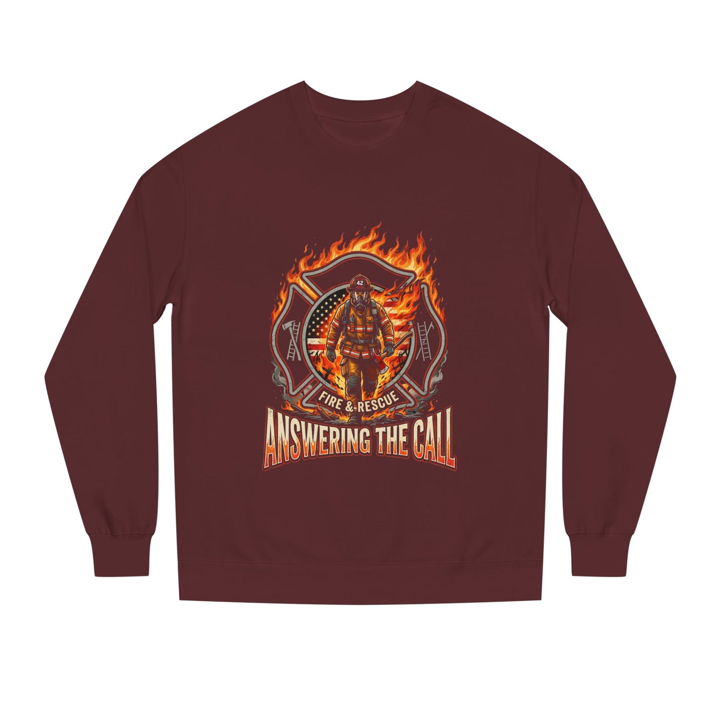 Firefighter Crewneck Sweatshirt — 'Answering the Call' Fire & Rescue Design