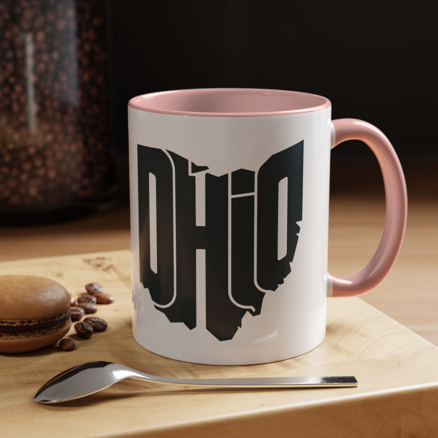 Ohio State Outline Accent Coffee Mug – Black Handle & Interior
