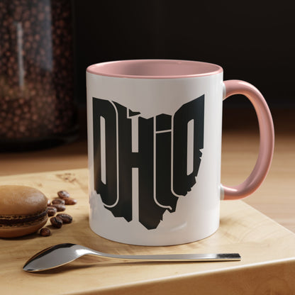 Ohio State Outline Accent Coffee Mug – Black Handle & Interior