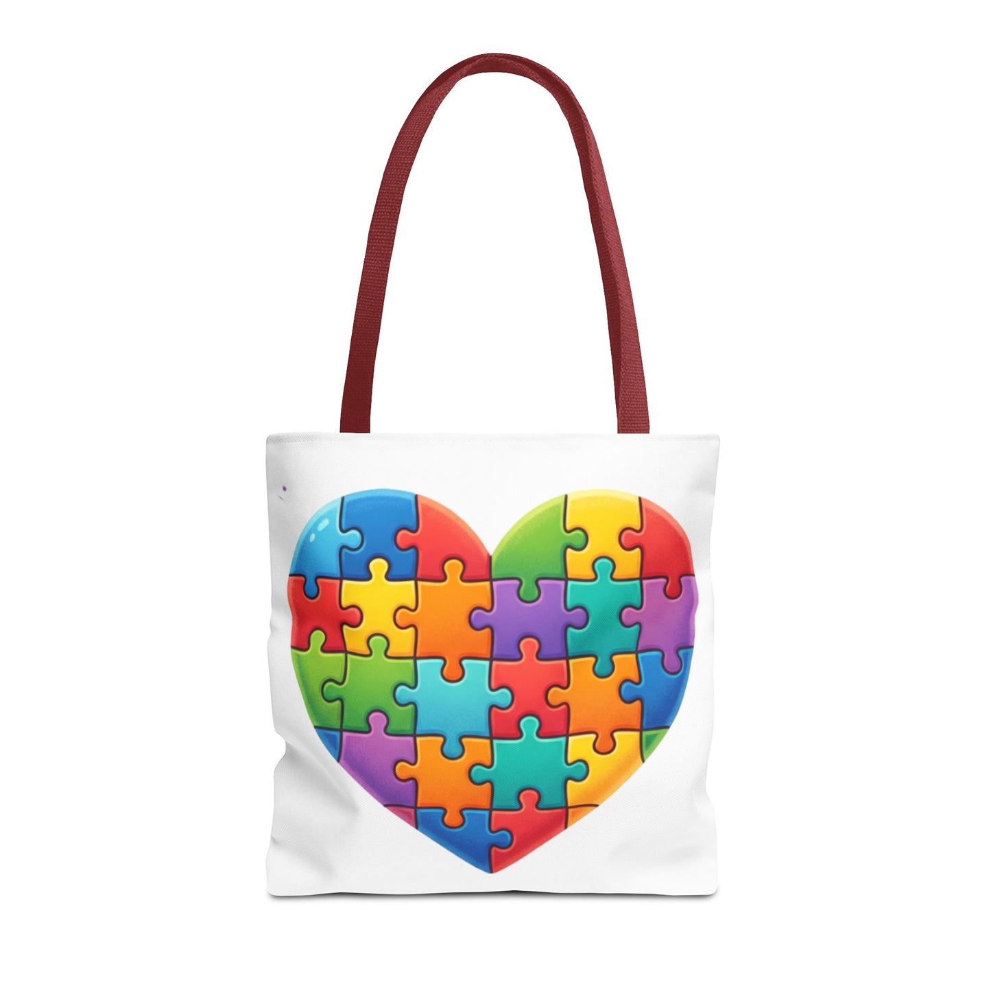 Autism Puzzle Heart Tote Bag - Colorful Awareness Canvas Tote