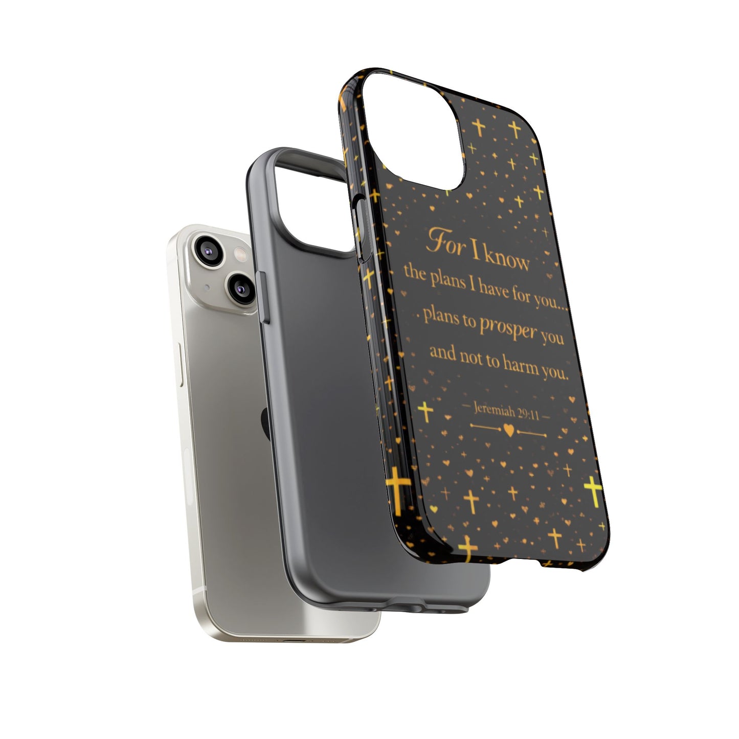 Phone Case — "For I Know" Jeremiah 29:11 Gold Cross Christian Tough Case