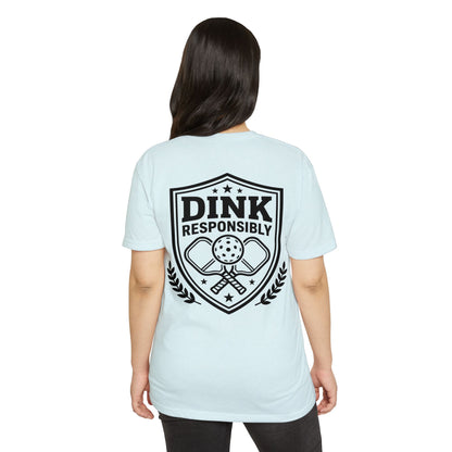 Dink Responsibly Pickleball T-Shirt — Vintage Shield Design