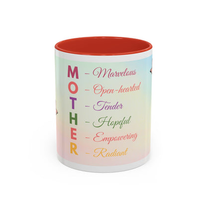 Mother Acronym Coffee Mug — Pastel Butterflies Mother Definition Gift (11/15oz)