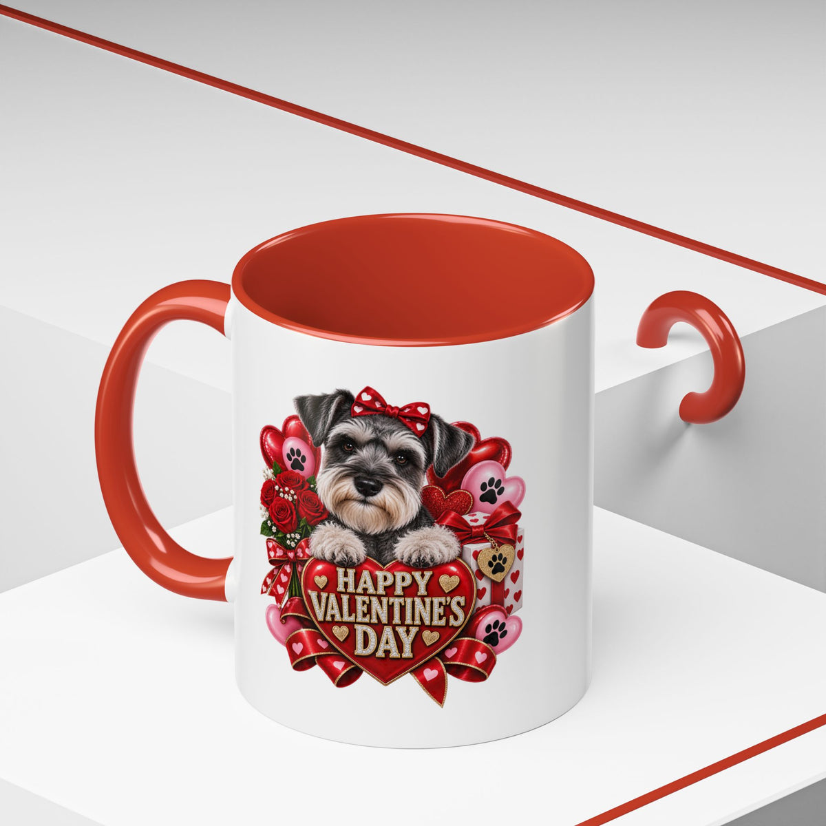 Valentine’s Day Dog Coffee Mug — "Happy Valentine’s Day" Accent Mug