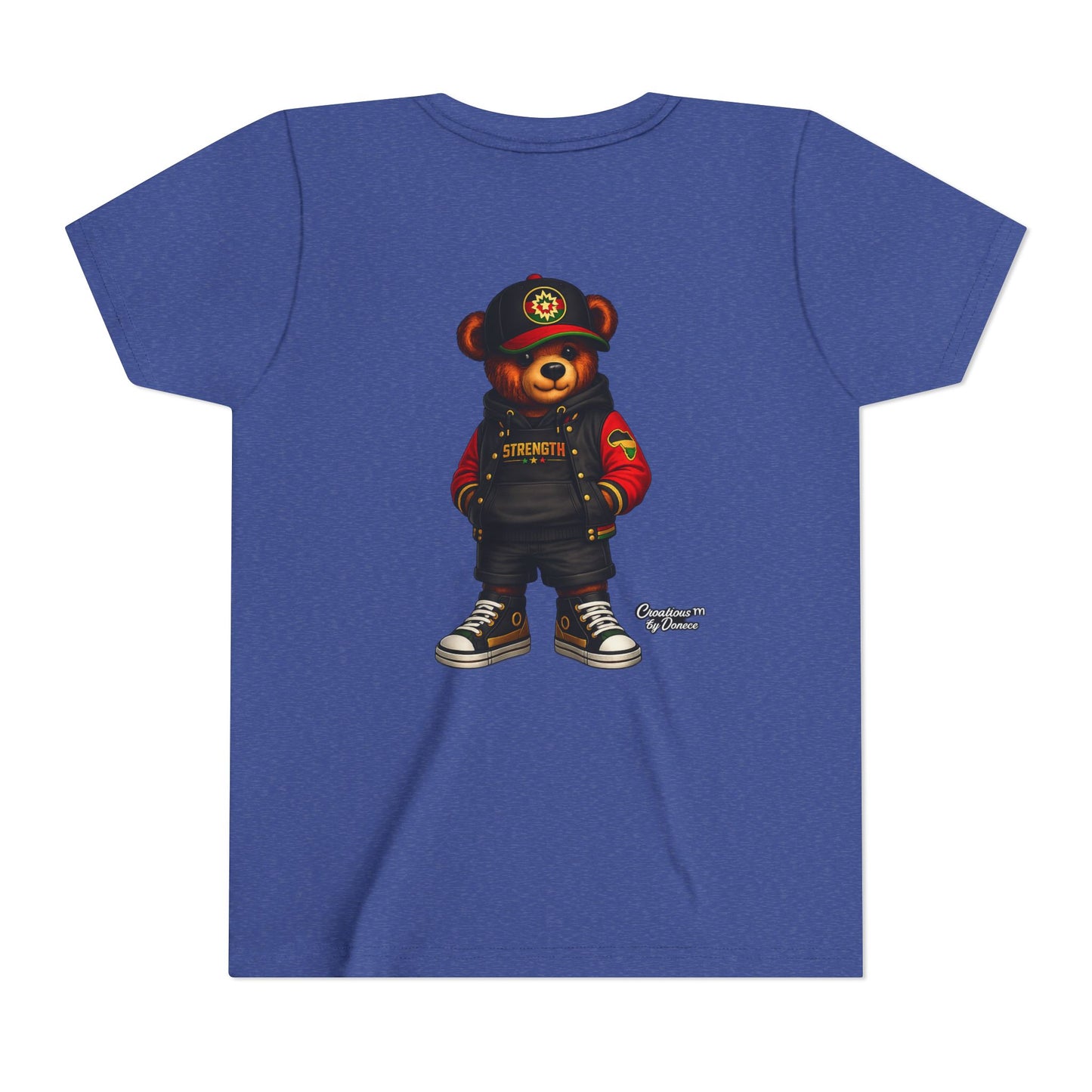 Kids Teddy Bear Streetwear Tee — 'Strength' Graphic Youth T-Shirt