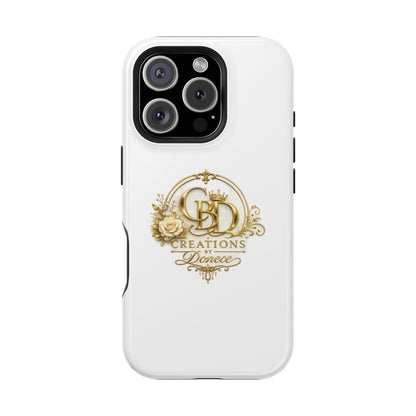 Magnetic Impact-Resistant Phone Case — Gold Floral Crest Logo