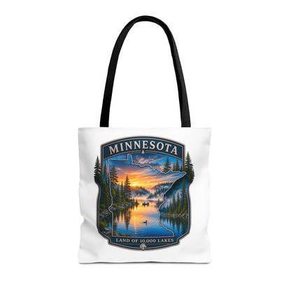 Minnesota Scenic Tote Bag — 'Land of 10,000 Lakes' Sunset Lake Design