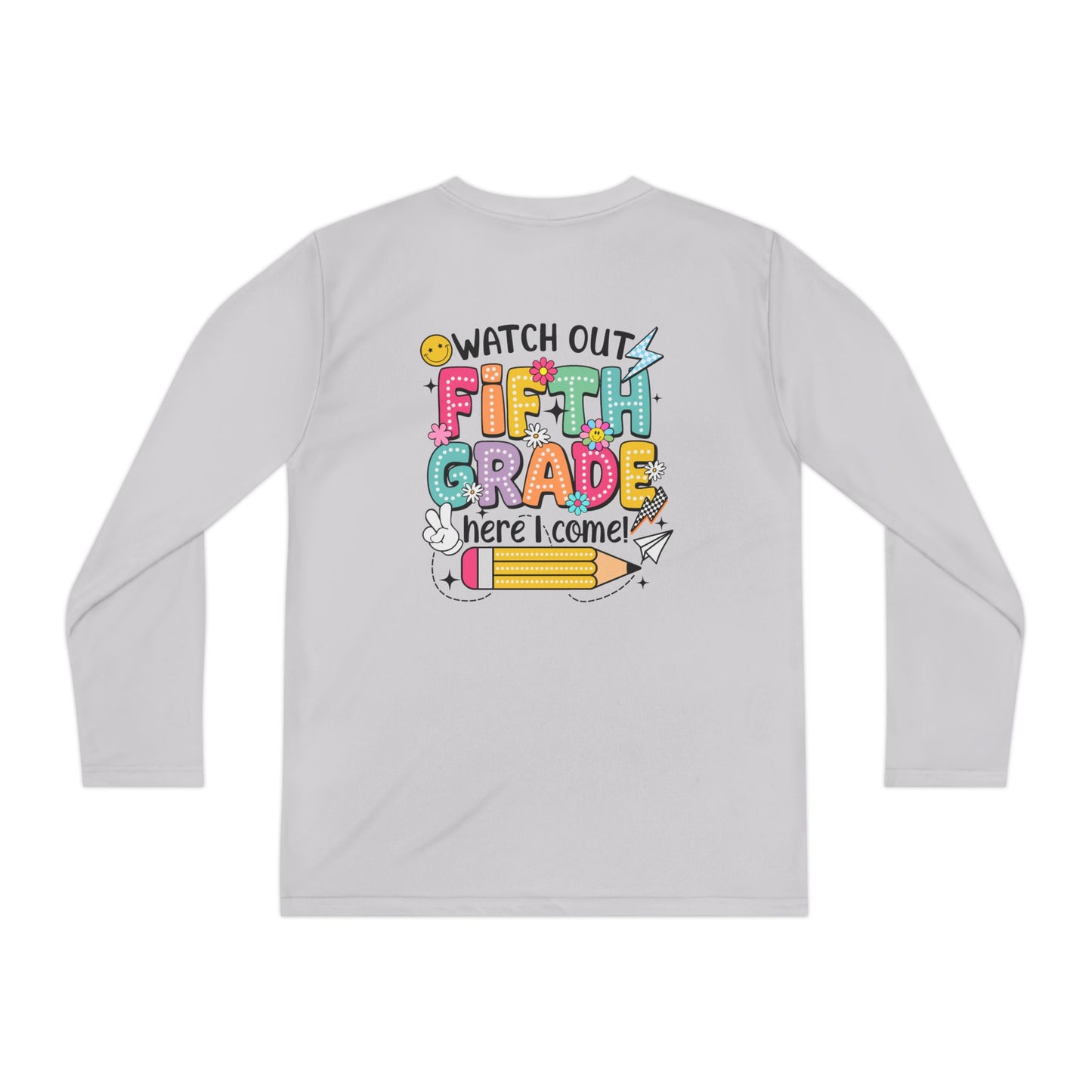 Youth Long Sleeve Tee - "Watch Out Fifth Grade Here I Come" Back-to-School Shirt
