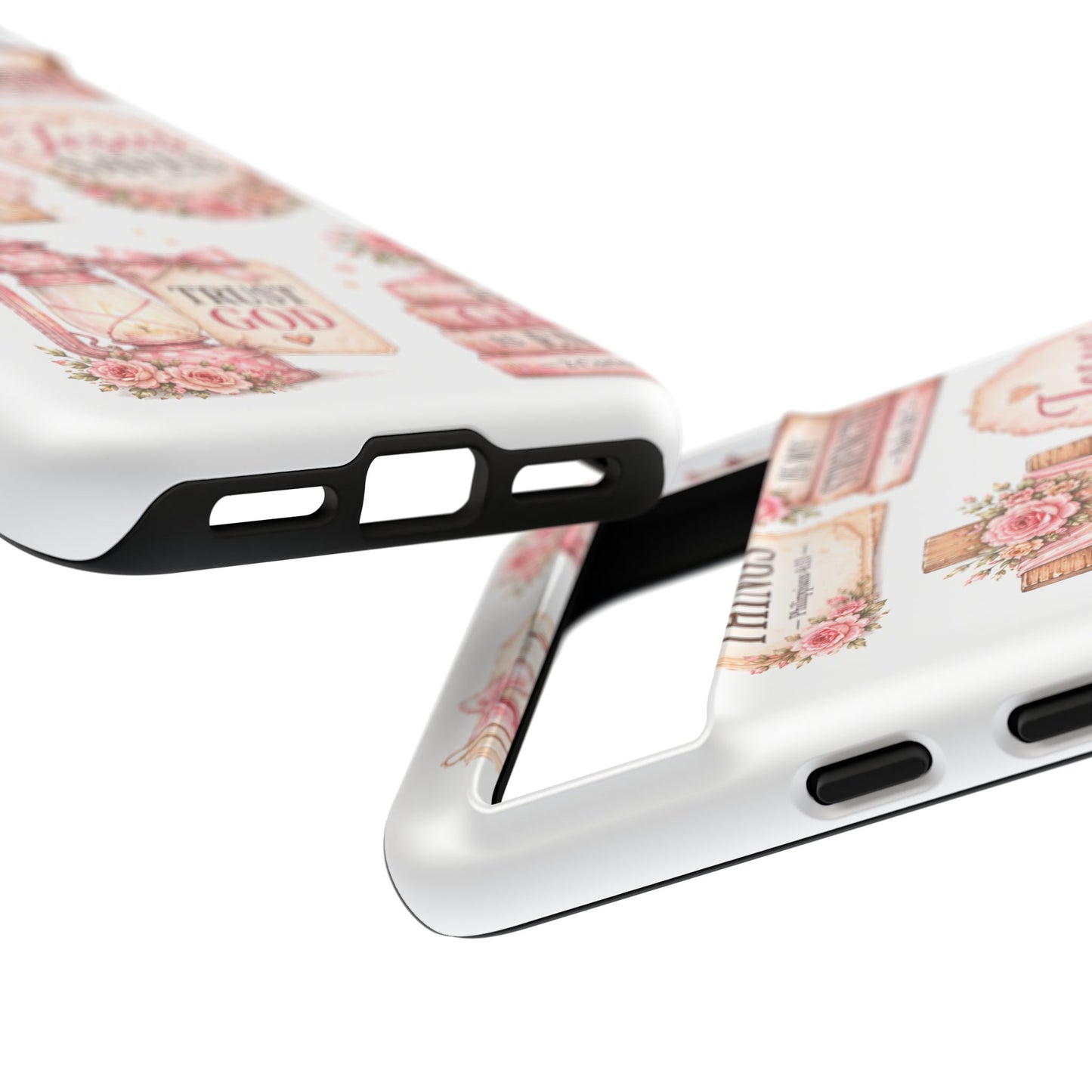 Christian Phone Case — Jesus Saves Floral Tough Case with 'God Is Within Her' & 'Trust God' Design