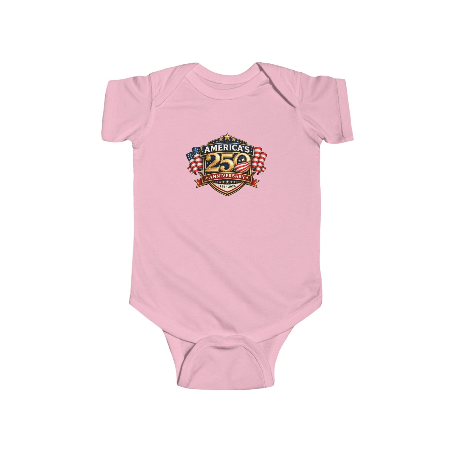Infant Bodysuit - "America's 25th Anniversary" Patriotic Baby Onesie (USA Flag Emblem)