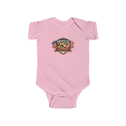 Infant Bodysuit - "America's 25th Anniversary" Patriotic Baby Onesie (USA Flag Emblem)