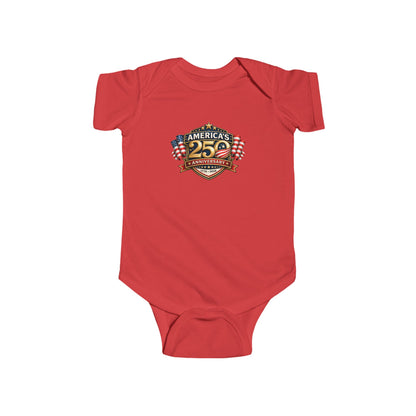 Infant Bodysuit - "America's 25th Anniversary" Patriotic Baby Onesie (USA Flag Emblem)