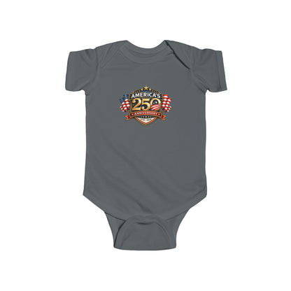 Infant Bodysuit - "America's 25th Anniversary" Patriotic Baby Onesie (USA Flag Emblem)